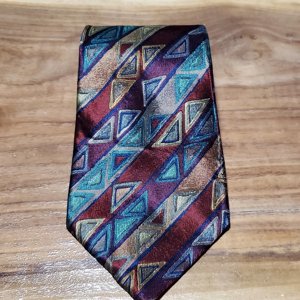 Alcione Geometric Patterned Tie - Multicolor 100% Silk Made In Italy